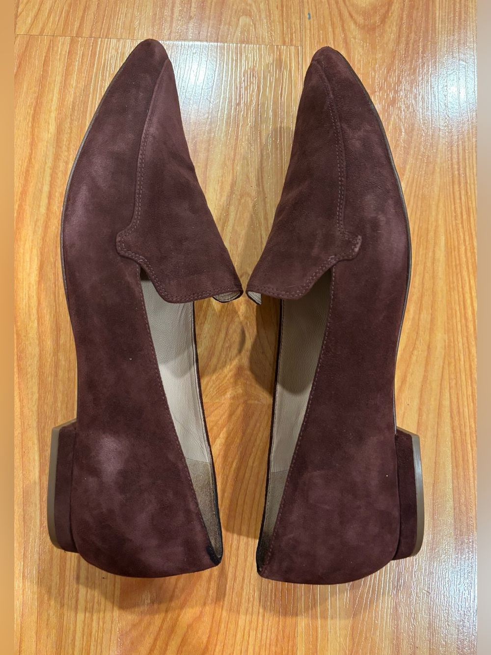 27 Edit Red Burgundy Suede Slip On Almond Point Toe Hannah Loafer Flats Size 9.5 - Picture 5 of 9